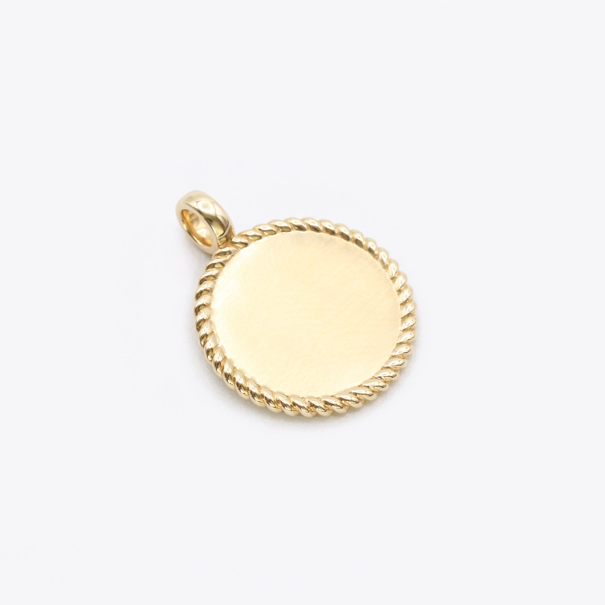 14-karaats gouden munt hanger met gedraaide rand, graveerbaar en personaliseerbaar, narrae