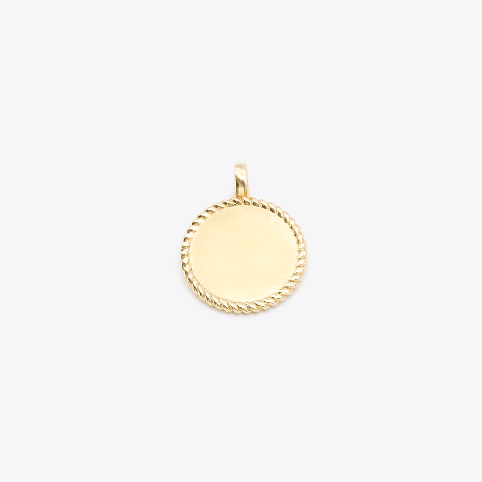 14-karaats gouden munt hanger met gedraaide rand, graveerbaar en personaliseerbaar, narrae
